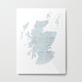 Scotland Typography Map Metal Print | Tartan, Typography, Digital, Cartography, Edinburgh, Glasgow, Scotland, Graphicdesign, Tfydesign, Maps 