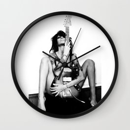 GUITAR LOVE Wall Clock | Black and White, Blackandwhite, Photo, Vintage, Rocknroll, Cool, Guitar, Chick, People, Music 