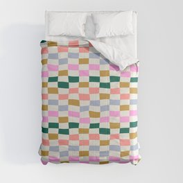 Funky Warped Checkerboard Comforter | Warped, Rectangles, Checkerboard, Pattern, Modern, Checker, Squares, Vintage, Tiles, Graphicdesign 