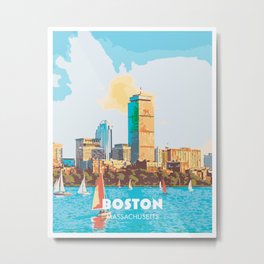 Boston Metal Print | Digital, Charlesriver, Travel, Prudential, Sailboats, Graphicdesign, City, Massachusetts, Sunset, Esplanade 
