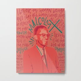 Malcolm X. Metal Print | Blacklivesmatter, Blackhistory, Socialart, Multicultural, Socialissues, Blackpanthers, Digital, Handletter, Civilrights, Educational 