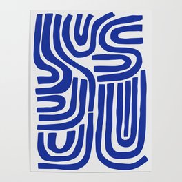 S and U Poster | Scandinavian, Pattern, Blueart, Graphicdesign, Monochrome, Abstractblue, Abstract, Curated, Stripe, Minimalblue 
