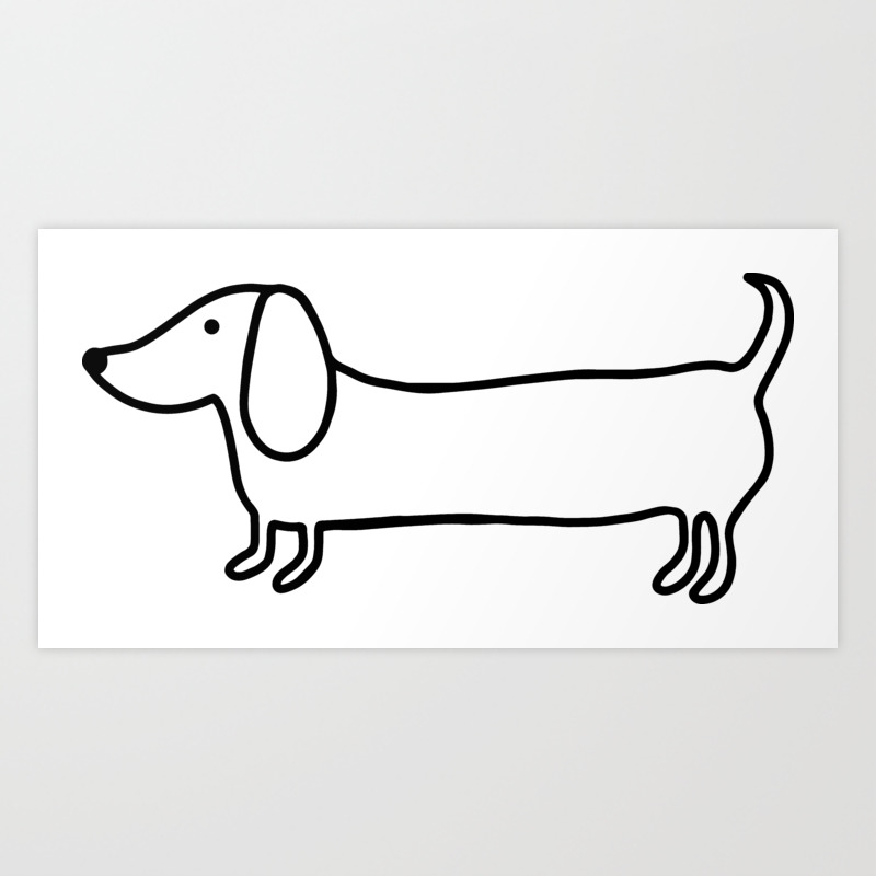 Simple Dachshund Black Drawing Art Print By Bigmomentsdesign