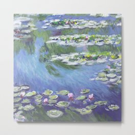 Homage to Monet Metal Print | Modern, Landscape, Green, Purple, Impressionistic, Pondlillies, Painting, Pond, Traditionalart, Blues 