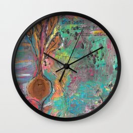 Autumn Moon Beet Wall Clock | Mixedmedia, Nature, Painting, Abstract 