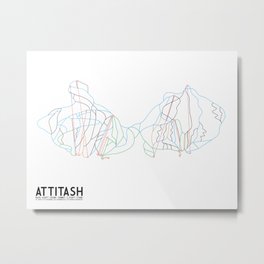 Attitash, NH - Minimalist Trail Art Metal Print | Illustration, Abstract, Vector, Graphic Design 
