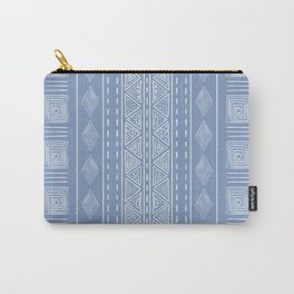 Baby Blue Ethnic Tribal Style Pattern | Sun Illustration | Vertical Geometric Print Carry-All Pouch | Graphic, Ethnic, Tribal, Square, Mudclothstyle, Babybluecolor, Digital, Boho, Illustration, Sun 