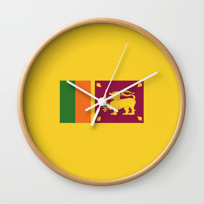 Sri Lanka flag emblem Wall Clock by Textures Society6