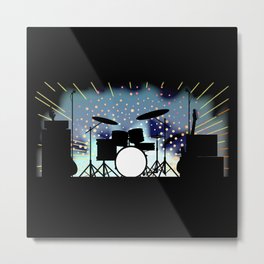 Bright Rock Band Stage Metal Print | Instruments, Digital, Rock, Molten, Amplifiers, White, Equipment, Bright, Drawing, Flash 