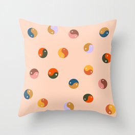 Peach Yin and Yang pattern  Throw Pillow | Curated, Bohemian, Sunshine, Feng Shui, Peace, Color, Yin Yang, Boho, Pattern, Simple 