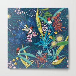 Scarlett honeyeater wild garden Metal Print | Digital, Abstractjoyful, Graphicdesign, Funandquirky, Wanderlustcolourful, Eucalyptusflowers, Colourfulflowers, Scarletthoneyeaters 