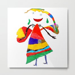 fly with me... Metal Print | Children, Babygirl, Cute, Meditation, Tapestry, Backpacks, Love, Yoga, Pop Art, Colorful 