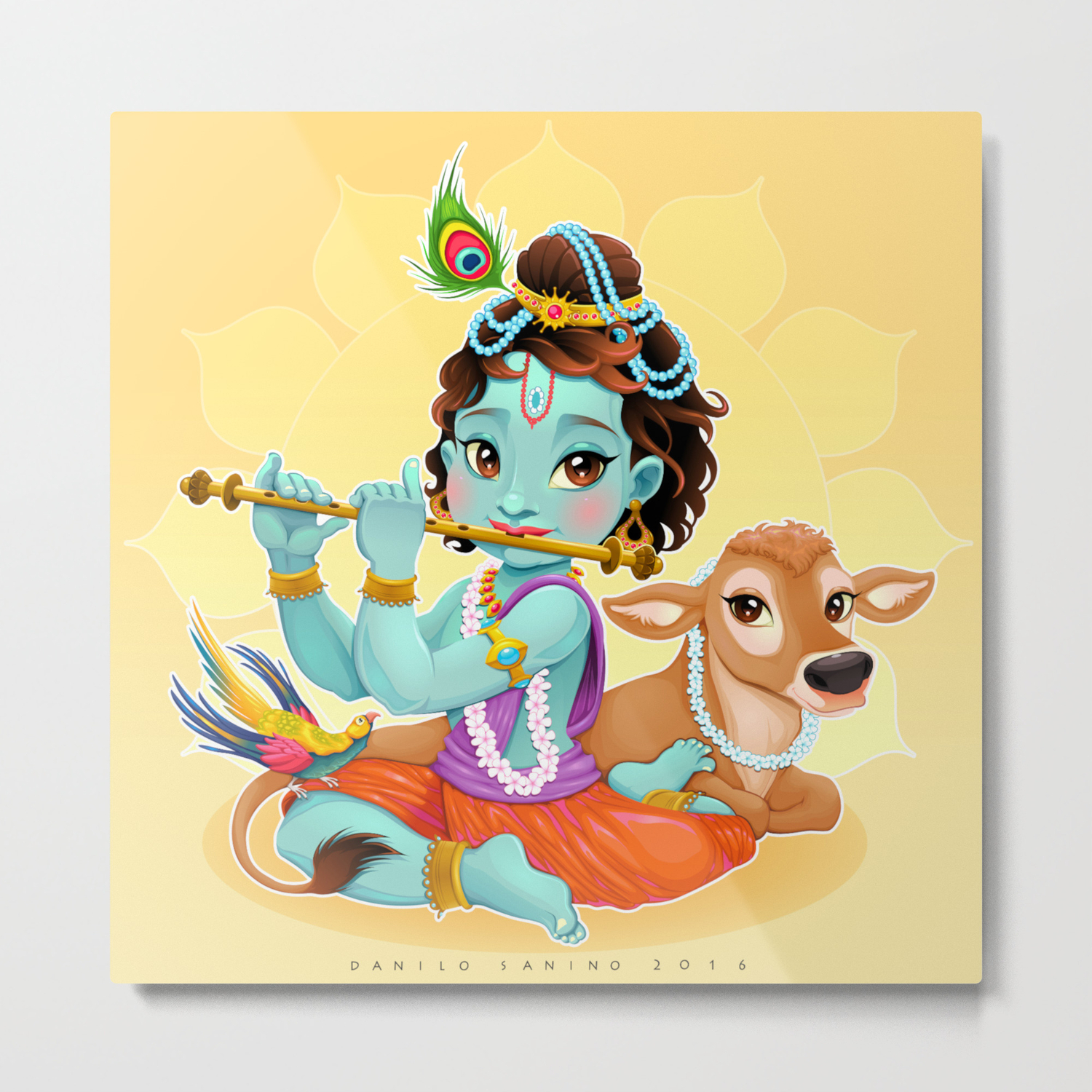 Baby Krishna with sacred cow Metal Print by Danilo Sanino | Society6 Baby Krishna with sacred cow Metal Print by Danilo Sanino | Society6