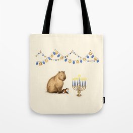 Capy Hanukkah - Capybara and Menorah Tote Bag