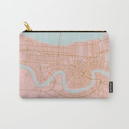 New Orleans map, Lousiana Carry-All Pouch | Gold, American, Blush, Travel, Urban, City, Northamerica, Graphicdesign, Louisiana, Neworleans 