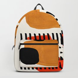 Mid Century Modern Abstract Minimalist Retro Vintage Style Fun Playful Ochre Yellow Ochre Orange  Backpack | Curated, Painting, Modern, Minimalist, Abstract, Orange, Watercolor, Fun, Playful, Shapes 