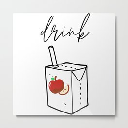 Drink Apple Juice Metal Print | Cutegift, Trendydesigns, Applejuice, Minimalistdesign, Minimalism, Graphicdesign, Juicebox, Apple, Minimalistgift, Drink 