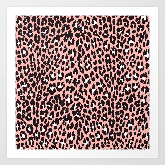 Blush Pink Black White Abstract Cheetah Animal Print Art Print By