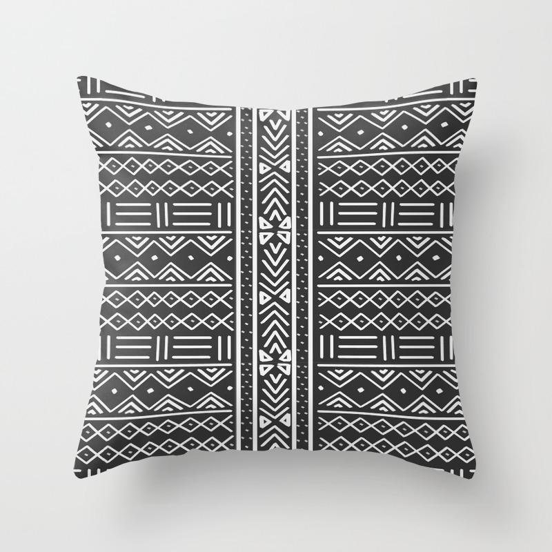 Charcoal Grey African Mudcloth Throw Pillow By Thestylesafari