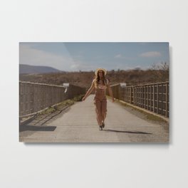 Toni, Feel-good Portrait Metal Print | Digital, Happygirl, Peacedovet Shirt, Bushveld, Photo, Southafrica, Figureonbridge, Walking, Landscape, Color 
