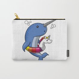 Narwhal Fish Riding Unicorn Float Funny Pool Party Carry-All Pouch