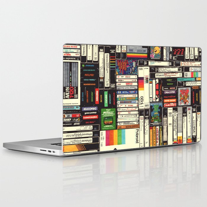 Cassettes, VHS & Video Games Laptop & iPad Skin | Drawing, Vintage, Music, Vhs, Movies, Retro, Technology, 80s, Nostalgic, Geek