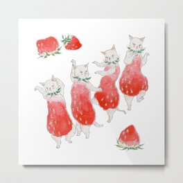 Ichigo no yousei nyanco Metal Print | Fruits, Illustrationartists, Catartwork, Catlover, Cat, Painting, Strawberry, Ink, Catlovers, Fairies 