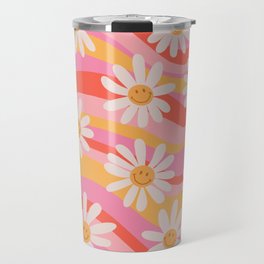 Wavy Daisies Travel Mug | 70S, Curated, Painting, Smiley, Ditsy, 60S, Hippie, Flowers, Pattern, Floral 