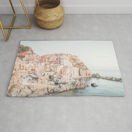 Positano, Italy Amalfi Coast Romantic Photography Rug | Dorm, Summer, Curated, Landscape, Italian, Pink, Boho, Pastel, Vibes, Travel 
