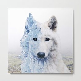 Icy Wolf Metal Print | Cold, Whimsical, Icy, Snow, Wolf, Blue, Magic, Fantasy, Strong, Heyluisa 
