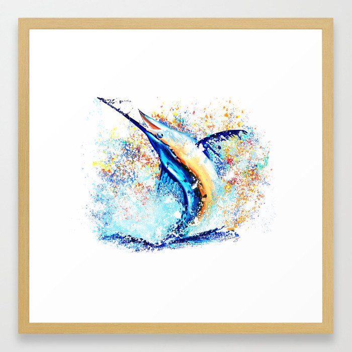Marlin Impression Framed Art Print | Animals, Nature, Painting, Sports
