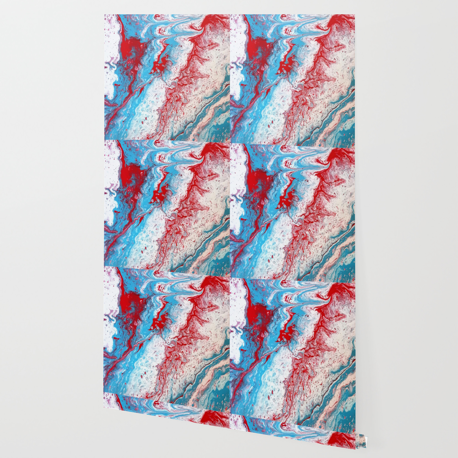 Marble Red Blue Paint Splatter Abstract Painting By