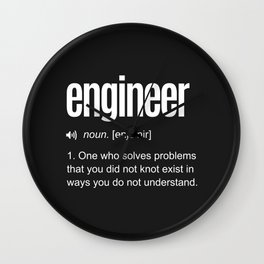 Funny Engineer Definition Wall Clock | Work, Engineer, Typography, Occupation, Engineering, Funny, Chemicalengineer, Profession, Black And White, Education 