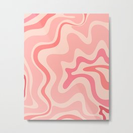 Retro Liquid Swirl Abstract in Soft Pink Metal Print | Modern, Trippy, Cool, 80S, Trendy, Painting, Digital, 60S, Tie Dye, Aesthetic 