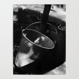 Bucket close-up in old well on an Dutch farm | The Netherlands | Black & White Travel Photography Poster