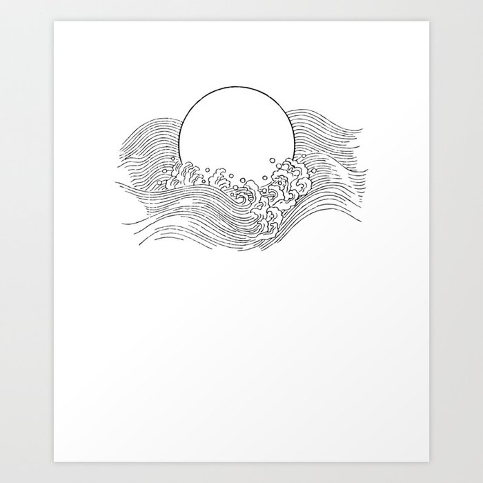 Abstract Sun Waves Japanese Art Style Art Print By