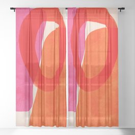 relations IV - pink shapes minimal painting Sheer Curtain | Interior, Home, Organicgeometry, Pattern, Magenta, Summer, Abstract, Graphicdesign, Painting, Mid 
