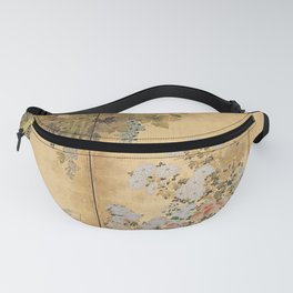 Japanese Edo Period Six-Panel Gold Leaf Screen - Spring and Autumn Flowers Fanny Pack