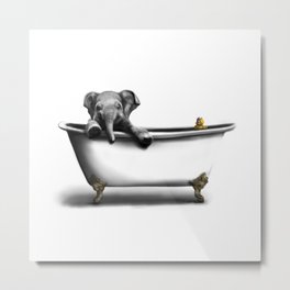 Elephant in Bath Metal Print | Blanshard, Painting, Vintage Bathtub, Digital, Duck, Vintage Bath, Animal Art, Andrew, Safari Animal, Art By Blanshie 