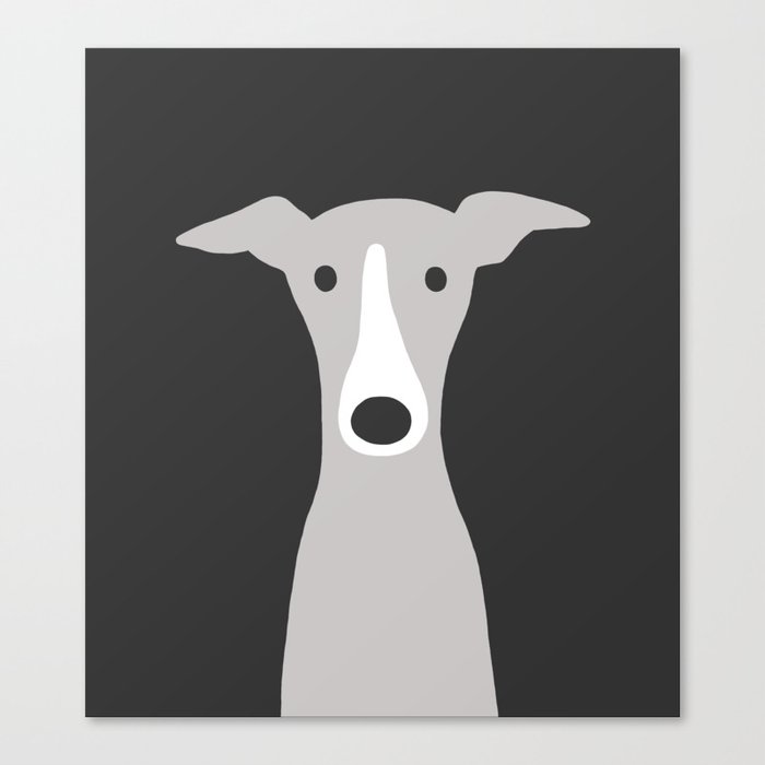 Cute Greyhound, Italian Greyhound or Whippet Cartoon Dog Canvas Print by  Jenn Kay | Society6