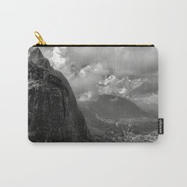 Pali Lookout View 2 Carry-All Pouch | Landscape, Black and White, Photo, Nature 