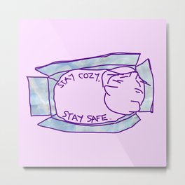 Stay Cozy, Stay Safe Metal Print | Catbox, Cozy, Cutecat, Kitten, Slogan, Catart, Catdrawing, Digital, Cozykitty, Staysafe 