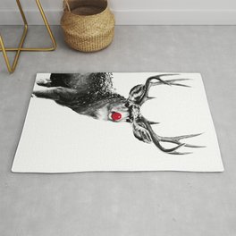 Christmas - Red Nose Reindeer Rug | Pop Art, Celebrate, Gift, Seasonal, Nature, Digital, Black and White, Christmas, Graphicdesign, Animal 