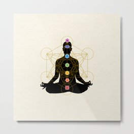 Sacred Geometry Metatron's Cube Chakra Meditation Metal Print | Yoga, Meditation, Lightworker, Seedoflife, Reiki, Meditate, Sevenchakras, Floweroflife, Energyhealing, Metatron 