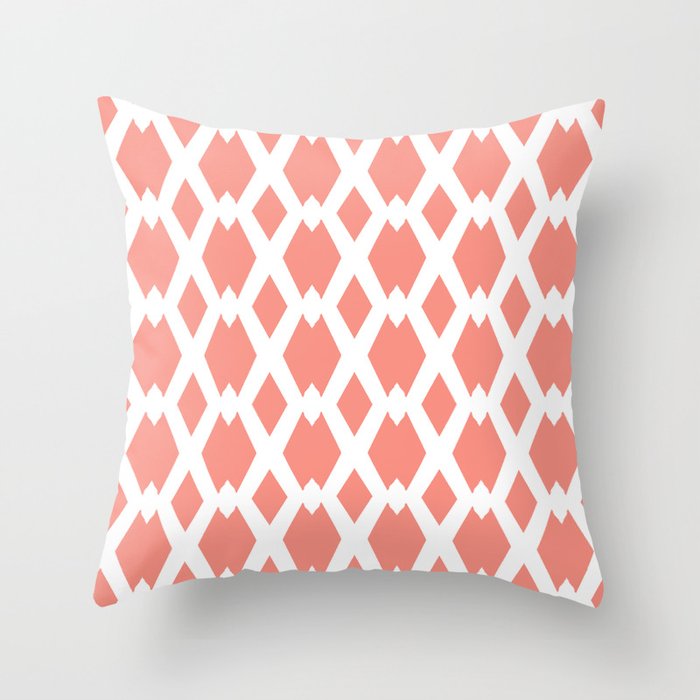Daffy Lattice Light Coral Throw Pillow by Lisa Argyropoulos Society6