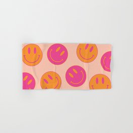Groovy Pink and Orange Smiley Face - Retro Aesthetic  Hand & Bath Towel | Pattern, Modern, Cute, Colorful, Office, Collage, 8X10, Smile, Dorm, Emoticon 