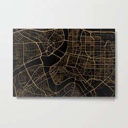 Taipei map, Taiwan Metal Print | Travel, Metallic, Taiwanese, City, Graphicdesign, Street, Gold, Black, Map, Outline 