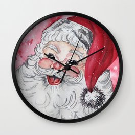 Vintage Santa Face Christmas Watercolor Wall Clock | Face, Santa, Watercolor, Vintage, Painting, Christmas 
