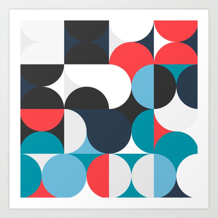 Circles Curves Shapes Abstract And Geometry Red White Blues