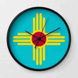 New Mexico Flag Turquoise  Wall Clock | Albuquerque, Desert, Taos, Route66, Turquoise, Ziasun, Hotairballoon, Whitesands, Santafe, Chihuahua 